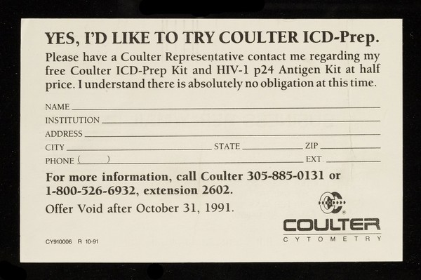 Yes, I'd like to try Coulter ICD-Prep ... / Coulter Cytometry, Coulter Corporation.