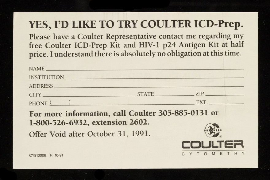 Yes, I'd like to try Coulter ICD-Prep ... / Coulter Cytometry, Coulter Corporation.