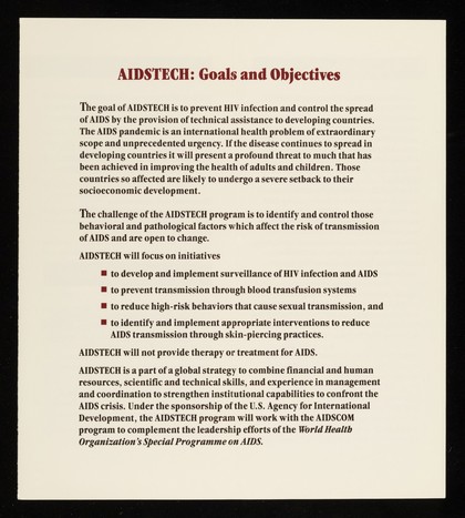 AIDSTECH : technical interventions for the containment of AIDS / Family Health International.