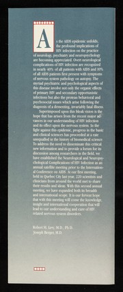 Neurological & neuropsychological complications of HIV infection : update 1990 : a satellite conference prior to the VI International Conference on AIDS : June 16-19, 1990 Monterey, California, USA : Monterey Convention Center and Monterey Sheraton Hotel, Monterey, California.
