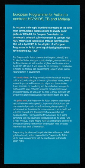 The European Union against HIV/AIDS : leaflet / European Commission Community Research.