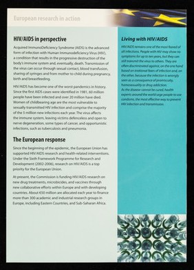 HIV/AIDS : Europe leading the global fight : European research in action / European Commission Directorate-General for Research.