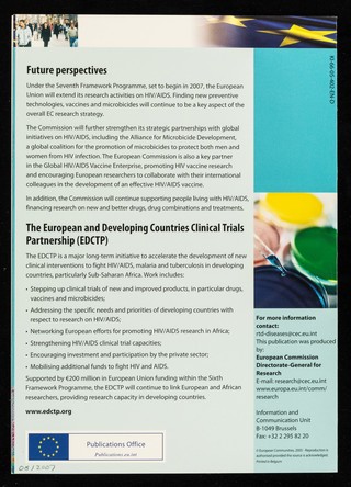 HIV/AIDS : Europe leading the global fight : European research in action / European Commission Directorate-General for Research.