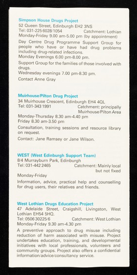 HIV/AIDS : "a ready guide" to services and facilities currently available in Lothian / published by Regional AIDS Group, printed by Lothian Regional Council.