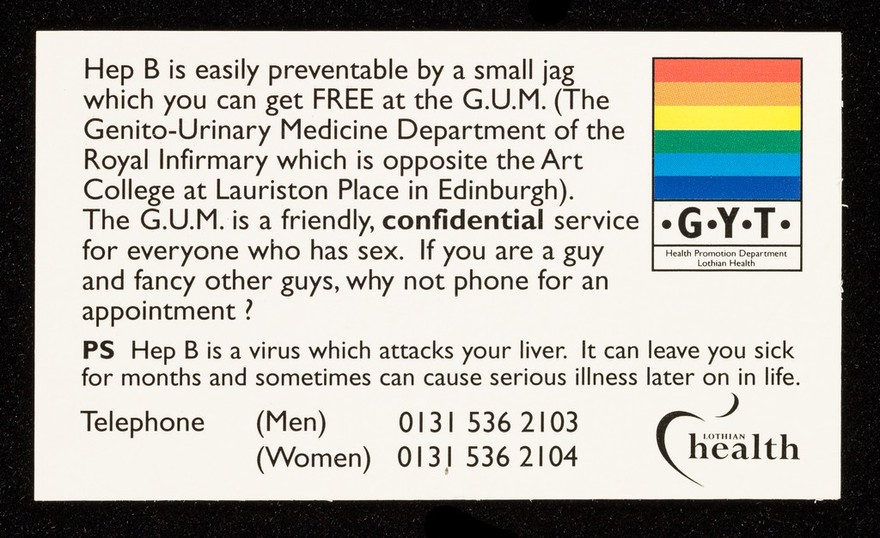 Who do you fancy? : Does it matter? Want to be healthy? Do you know what "Hep B" is? No? / Lothian Health Health Education Department.