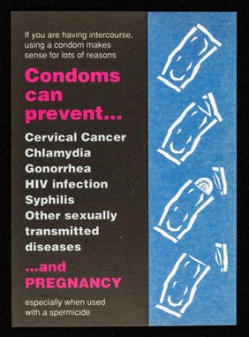 If you are having intercourse, using a condom makes sense for lots of reasons : condoms can prevent cervical cancer, chlamydia, gonorrhea, HIV infection, syphilis, other sexually transmitted diseases ... and pregnancy, especially when used with a spermicide.