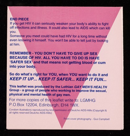 Pocket guide to healthy sex : for men who have sex with men / produced by the Lothian Gay Men's Health Group ... illustrations reproduced by kind permission of Deutsche AIDS-Hilfe.