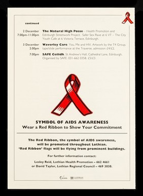 World AIDS Day 1st December 1994 : programme of events in Lothian leading up to, on, and after 1st December 1994 / Lothian Health, Lothian Regional Council.