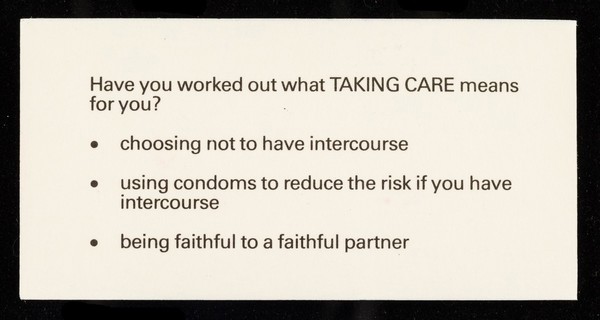 It's time to Take Care : of the one you love / Take Care.