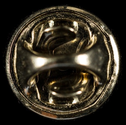 [Circular Taking Care campaign symbol pin badge].