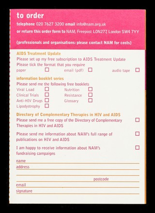 Free treatment information for people with HIV & AIDS / NAM.