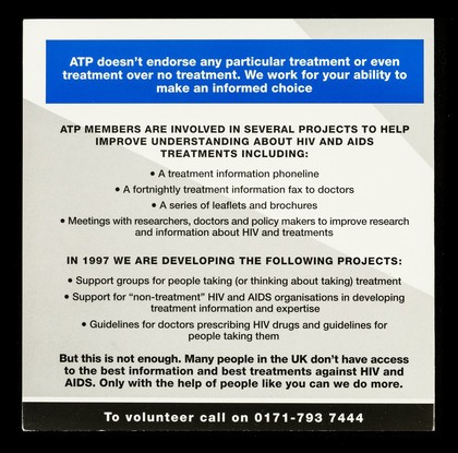 AIDS Treatment Project : HIV/AIDS treatment information line 0645 470 047 ...