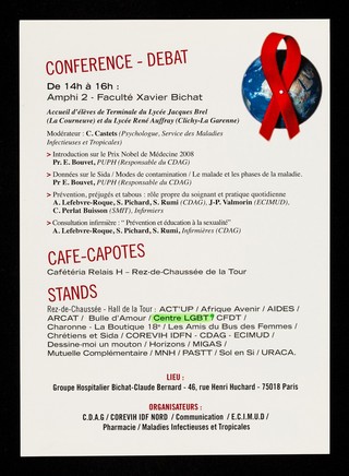 XXe Journée mondiale de lutte contre le SIDA : "Stop SIDA - tenons notre promesse" : lundi 1er décembre de 10h à 17h / Groupe Hospitalier Bichat - Claude Bernard, Assistance Publique Hôpitaux de Paris.