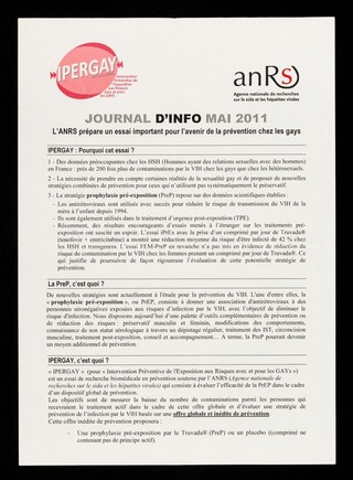 Journal d'info mai 2011 : L'ANRS prépare un essai important pour l'avenir de la prévention chez les gays / ANRS, IPERGAY.
