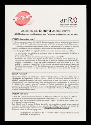 Journal d'info juin 2011 : L'ANRS prépare un essai important pour l'avenir de la prévention chez les gays / ANRS, IPERGAY.