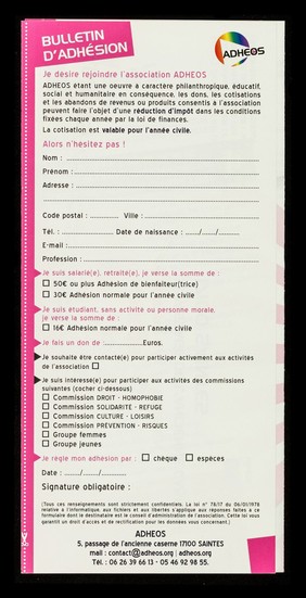 Être & agir : Lesbienne, Gay, Bi, Trans : Saintes, La Rochelle : ADHEOS.org. / ADHEOS, Aide & Défense Homosexuelle pour l'Égalité des Orientations Sexuelles, association LGBT militante & friendly.