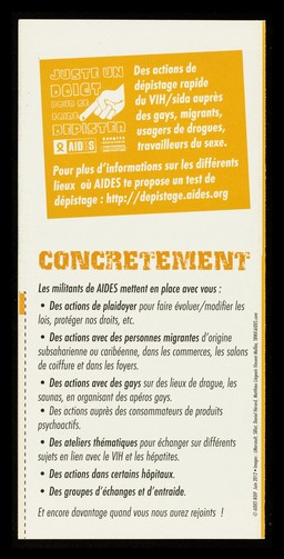 Urgent : faire avancer la lutte contre le SIDA, c'est faire avancer la société toute entière : en Ile-de-France l'association AIDES se rapproche de vous! / AIDES.