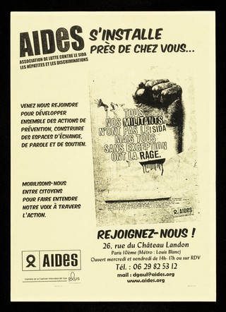 AIDES, association de lutte contre le sida, les hépatites et les discriminations, s'installe près de chez vous ... rejoignez-nous! / AIDES.