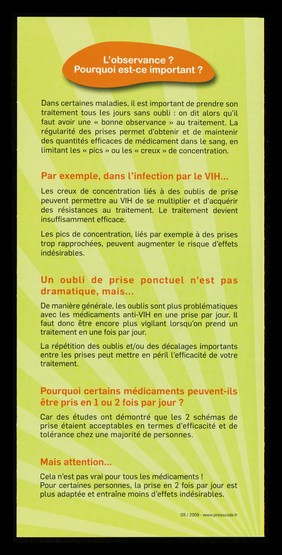"J'ai oublié de prendre mes médicaments!" : "J'adopte les bons reflexes!" / ARCAT.