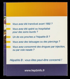 Hépatite B : nous sommes tous concernés! : Soyez acteur de votre santé: www.hepbinfo.fr / Bristol Myers Squibb.
