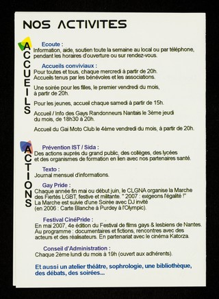 CLGNA : Centre Lesbien et Gay Nantes Atlantique / CLGNA.