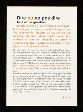 Annonce de la séropositivité : be gay : bien être / Crips Île-de-France.