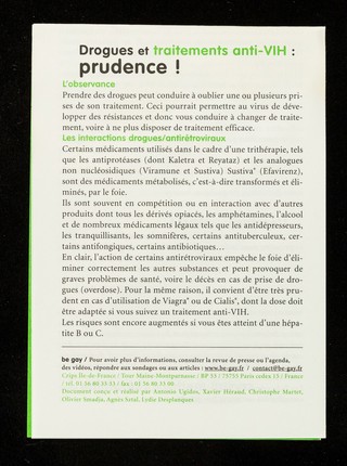 Usage de drogues : be gay : bien être / Crips Île-de-France.