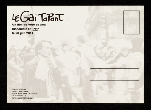Epicentre Films présente Le Gai Tapant : un film de Voto et Goa : un documentaire sure Jean Le Bitoux, le "Harvey Milk" français ... sortie en DVD le 28 juin 2011.