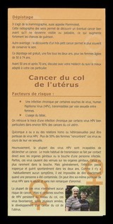 Brochure à destination des femmes qui aiment les femmes : cancer du col de l'utérus, cancers du sein / ILGA ... avec la Fondation Belge contre le cancer ; l'Association "La Différence en question" ; Commission "Santé Femme" ; L'Asssociation "Sans Contrefaçon".