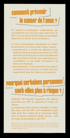 Prévenir le cancer anal : gays vivant avec le VIH / Institut National du Cancer.