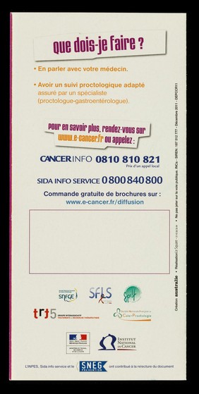 Prévenir le cancer anal : gays vivant avec le VIH / Institut National du Cancer.