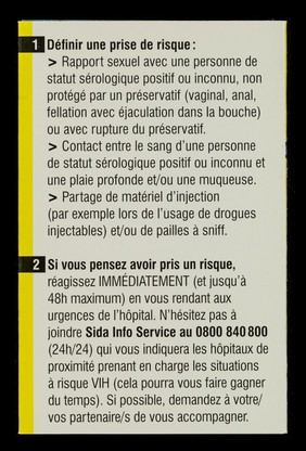 Le traitement post-exposition, que faire en cas de prise de risque face au VIH/SIDA? : le dépistage, pourquoi et comment connaître son statut sérologique? / Le Kiosque Infos Sida.