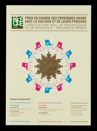 Prise en charge des personnes vivant avec le VIH/SIDA et de leurs proches : consultations avec un psychologue ou une sexologue : groupes de parole / Le Kiosque Infos Sida.