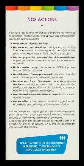 L'arc en ciel d'Orange / Mobilisnoo, Asscociation des LGBT (Lesbiennes, Gays, Bi et Trans) du Groupe France Télécom - Orange.