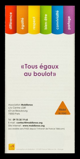 L'arc en ciel d'Orange / Mobilisnoo, Asscociation des LGBT (Lesbiennes, Gays, Bi et Trans) du Groupe France Télécom - Orange.