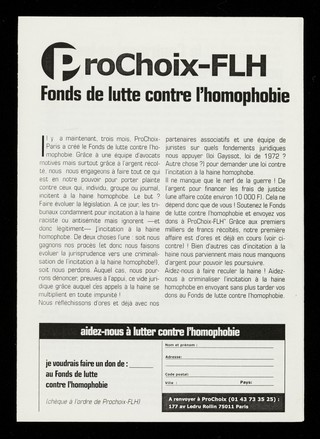 Prochoix-FLH : fonds de lutte contre l'homophobie / Prochoix.