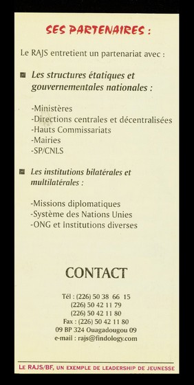 Réseau Africain des Jeunes contre le Sida au Burkina Faso.