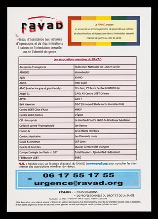 RAVAD : Réseau d'assistance aux victimes d'agressions et de discriminations à raison de l'orientation sexuelle ou de l'identité de genre ...