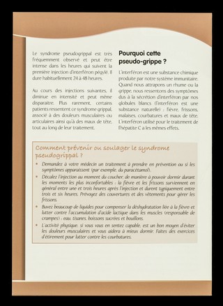 Hépatite C : gérer les effets indésirables des traitements. No.5, Le syndrome pseudogrippal / SOS Hépatites Fédération.
