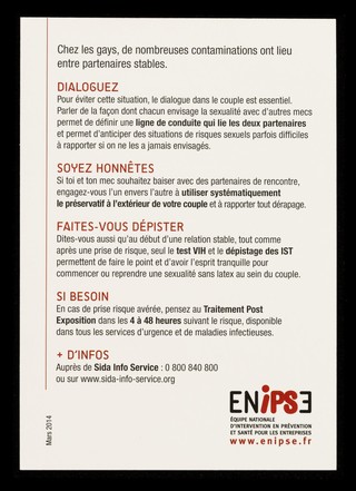 Histoires de mecs en couple. No.2, Accident avec un extra : que faire pour soi, pour son couple / ENIPSE, Équipe nationale d'intervention en prévention et santé pour les entreprises.