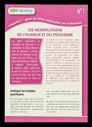 Hépatite C : gérer les effets indésirables des traitements. No.1, Les modifications de l'humeur et du psychisme / SOS Hépatites Fédération.