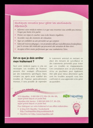 Hépatite C : gérer les effets indésirables des traitements. No.1, Les modifications de l'humeur et du psychisme / SOS Hépatites Fédération.