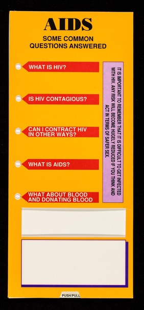 AIDS : some common questions answered / information supplied courtesy of the Terrence Higgins Trust ; designed by Lynx Graphics Ltd ; published by Hudson Brothers Publishers.