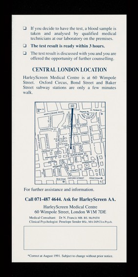 AIDS and the HIV test : peace of mind / HarleyScreen Medical Centre.