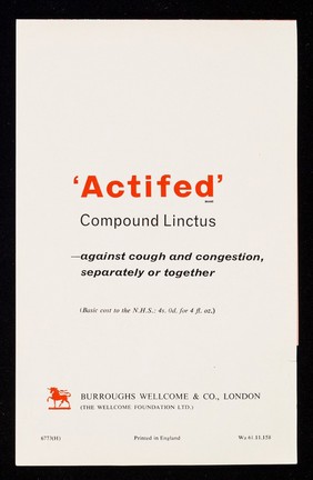 Cough suppression with decongestion : ...'Actifed' Compound Linctus.