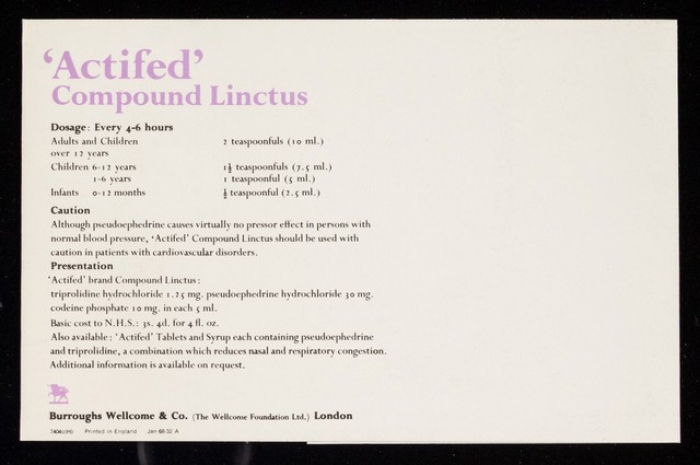 'Actifed' Compound Linctus.