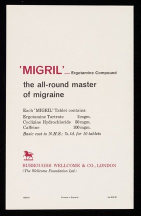 'Migril' masters migraine : "the toast is 'Migril'".