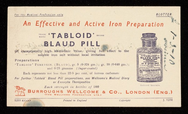 An effective and active iron preparation : 'Tabloid' Blaud Pill.