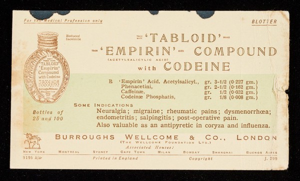 'Tabloid' 'Empirin' Compound with Codeine.