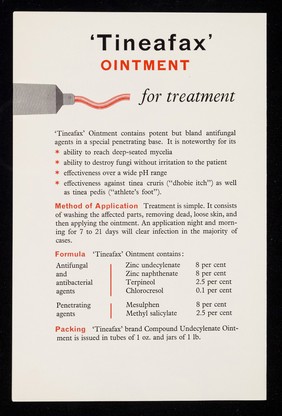 'Tineafax' for prevention and treatment of athlete's foot.